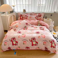 （HOT）Lotso Bedding Set Duvet Cover Set Bed Sheet Pillowcase Children Boys Girls Kids Cartoon Bedclothes Home Gifts