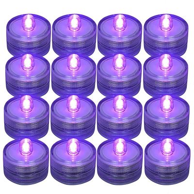 12Pcs Submersible LED Light,Purple Waterproof Flameless Candle Tea Lights,Underwater Battery Operated Seasonal Festival