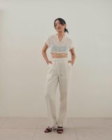 Twotwice - Drawstring pants Off to grid – กางเกงขายาวมี Texture ที่เนื้อผ้า