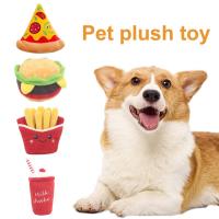 Hamburger Pet Dog Chew Safe Milkshake Hamburger Dog Chew Toy Comfortable Puppy Molar Toy Pizza  Plush Doll Pet Supplies Hand Tool Parts Accessories