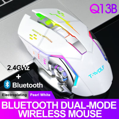 T-WOLF Q13 Rechargeable Wireless Mouse Silent Ergonomic Gaming Mice 6 Keys RGB Backlight 2400 DPI for Laptop Pro Gamer Computer