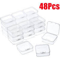 48 unit 4.3*4.3*2cm Mini Clear Plastic Storage Containers dengan penutup Hinged kosong untuk manik DIY pembuatan barang kemas kraf