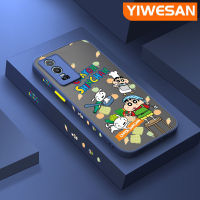 YIWESAN เคสสำหรับ VIVO Y76 5G เคส Y74s Y76s 5G ลายการ์ตูนดินสอสีชินจันขอบสี่เหลี่ยมใหม่ซิลิโคนเคสนิ่มใส่โทรศัพท์แข็งกันกระแทกคลุมทั้งหมดเคสป้องกันเลนส์กล้อง