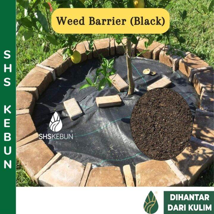 Weedmat Black Weed Barrier Weed Control Mat Penghalang Rumpai Penutup Tanah Tikar Rumpai SHS
