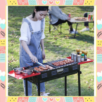 พร้อมส่งจากไทยเตาปิ้งย่างถ่าน BBQ ปรับความสูงได้ แบบพกพา เตาปิ้งย่างกลางแจ้ง สีดำ Charcoal BBQ Grills