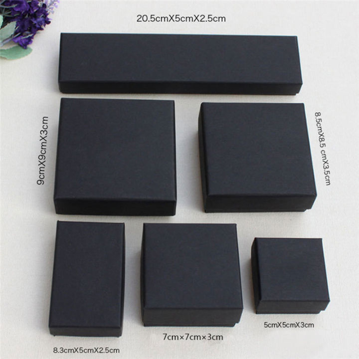 shiqinbaihuo-แพคเกจกระดาษสีดำสร้อยคอต่างหูสร้อยข้อมือเครื่องประดับของตกแต่งกล่องของขวัญ