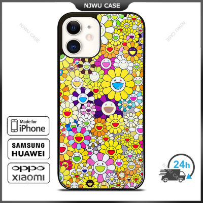 Takashi Murakami Flowers Yellow Phone Case for iPhone 14 Pro Max / iPhone 13 Pro Max / iPhone 12 Pro Max / XS Max / Samsung Galaxy Note 10 Plus / S22 Ultra / S21 Plus Anti-fall Protective Case Cover