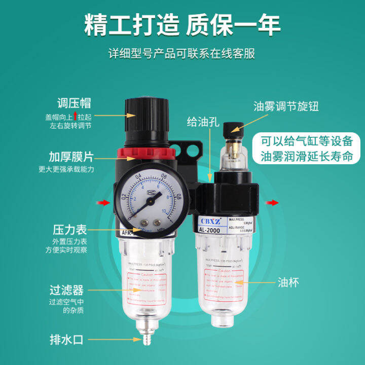 Pressure reducing and pressure regulating valve pneumatic triple oil