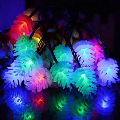 4M 20leds Colorful Pinecone LED String Light Waterproof Pine Cone Christmas Lights Garlands for Holiday Party Wedding Decoration