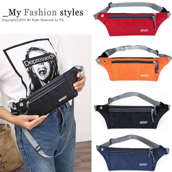 กระเป๋าคาดเอว-เเฟชั่นบุรุษ-mens-sports-waist-bag-fashion-adjustable-solid-color-waterproof-and-wear-resistant