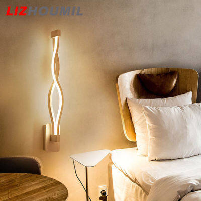 LIZHOUMIL ไฟข้างเตียงนอนติดผนังรูปทรงคลื่นโคมไฟทันสมัยแบ็คดรอปเป่าลม Led 16W สำหรับการตกแต่งบ้าน