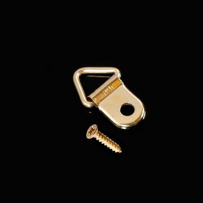50pcs 14x22mmGolden Triangle D-Ring Hanging Picture oil Painting Frame Hooks Hangers Photo Wall Hook M2.5 Self Tapping Screws