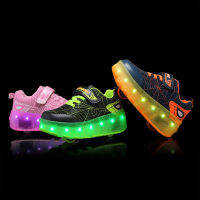 USB ชาร์จเด็ก Roller Skate Casual รองเท้าเด็กผู้หญิงอัตโนมัติ Jazzy LED Lighted กระพริบเด็กรองเท้าผ้าใบเรืองแสงพร้อมล้อ