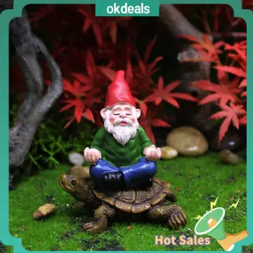 Garden Gnome Statue Resin Fishing Dwarf Elf Figurines Yard Lawn Outdoor