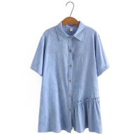 【มีไซส์ใหญ่】Plus Size Women A-line Mini Dress Short Sleeved Summer Elegant Simple Female Dresses Oversized Vintage Vestidos