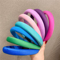 Vintage ซาติน Hairbands แถบคาดศีรษะสีทึบ Thicken เบาะผม Hoop Bezel ฟองน้ำ Headwear อุปกรณ์เสริมผม