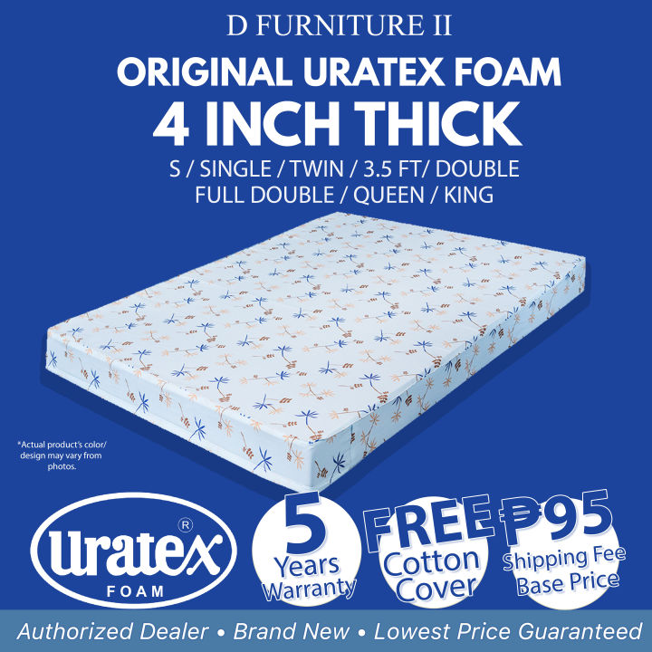 4 Inch Thick 100% Original Uratex Foam Mattress W Cotton Cover / 30x75 ...