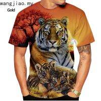 New Fashion 3D-printed Tiger T-shirt Mens Summer Short-sleeved Sweatshirt T-shirt