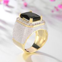 Sapphire Gem Gold Ring for Men Women Vintage Cool Punk Rings for Male Jewelry Accessories for Nightclubs Bars 18K Gold Jewelry