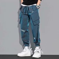 YESMOLA Overalls Mens Fashion Brand Loose Legged Pants Ribbon Multi Bag Casual Pants Autumn Sport Pants Hip Hop Streetwear Pant