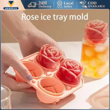 Rose ice cube mold frozen ice compartment shape silicone large block ice  ball ice box ice maker