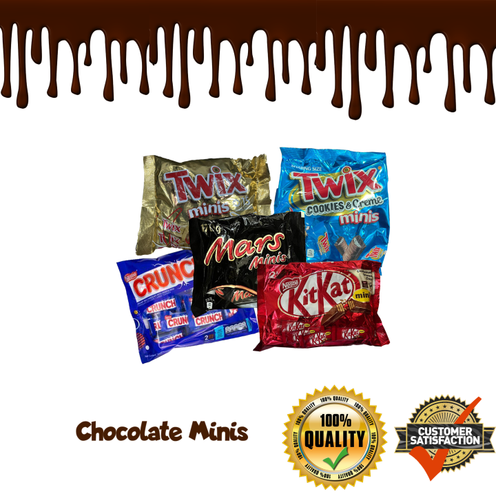 Chocolate Minis, KitKat, Twix, Twix Cookies& Cream, Mars, Snickers