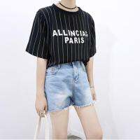 เสื้อแฟชั่น คอกลม แขนสั้น ลายทาง ALLINCIAG PARIS 9944