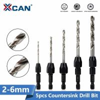 {SAVAGE Hardware Tools} XCAN 5ชิ้นด่วนเชย Countersink สว่านชุดไฮสปีด6542 Hex ShankDrill บิตไม้หลุมตัดบิดสว่านชุด