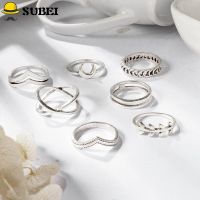 SUBEI 7PCSSet Fashion Punk Rock Accessories Women Thin Finger Ring Rings Set