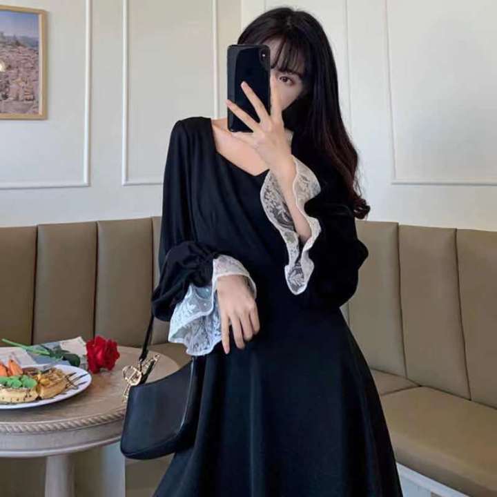 พร้อมส่ง-fashion-dress-shop-เดรสยาวเสื้อยืดแฟชั่นผู้หญิงสไตล์เกาหลี-คอกลมแขนสั้น-เนื้อผ้ายืดหยุ่นดี-กระโปรงเสื้อยืดทรงสวย-แนวหวานสดวัยรุ่นน่ารัก