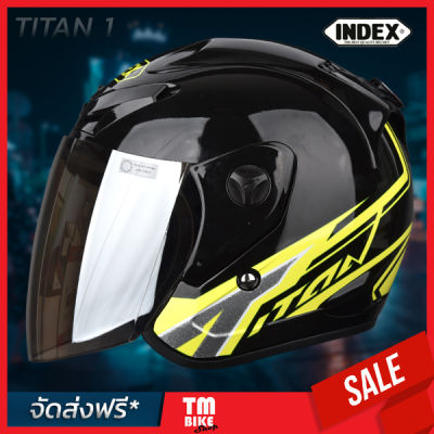 [ส่งฟรี]หมวกกันน็อค Index รุ่น TITAN 1 New หมวกกันน็อคเทๆ หมวกกันน็อคถูก รุ่นใหม่ล่าสุด ขนาดเดียว เทียบเท่า L(59-60)cm สีดำ/เขียว (BLACK GREEN)