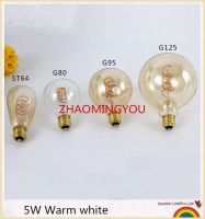 【Be worth】 KLEIDEN 1Pcs Retro Spiral Led E27 7W 220V A60 St64 G80 G95 G125 T45 Edison 2200K สีเหลือง