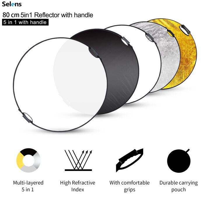 Se 80cm 5 in 1 Collapsible Reflector Photography Portable Light