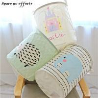 Cotton Linen Fabric Foldable Cartoon Clothes large Castle Laundry Storage Buckets Bags kids Toy Storage Basket free shipping