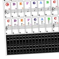 BNMUSIC สติกเกอร์เปียโนสติ๊กเกอร์แป้นพิมพ์หลากสีไม่มีสารตกค้างคู่มือเปียโนบันทึก