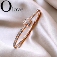 【Olove COD】สร้อยข้อมือคริสตัลคลาสสิกหรูหรา,สร้อยข้อมือกำไลข้อมือสำหรับผู้หญิงสีโรสโกลด์เรียบง่ายกำไลปลายเปิดเครื่องประดับในงานแต่งงานอุปกรณ์เสริมต่างหูเพชรสไตล์เกาหลีสร้อยข้อมือผู้หญิง Open Bracelet Diamond bracelet