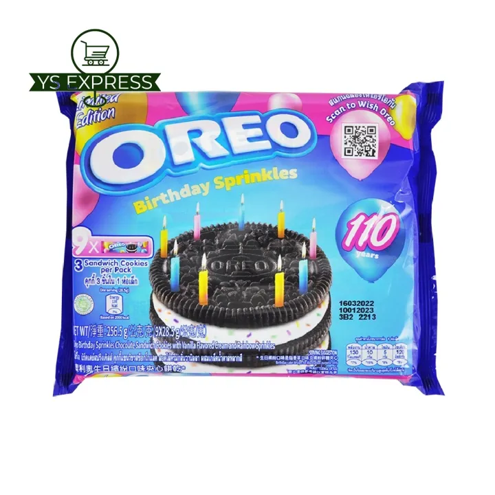 OREO Birthday Sprinkle Chocolate Sandwich Cookies with Vanilla Flavored