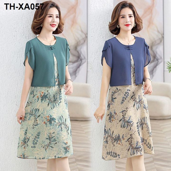 middle-aged-summer-chiffon-dress-mid-length-40-year-old-50-foreign-style-middle-aged-and-elderly-femininity-fake-two-piece