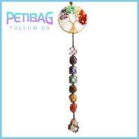 PETIBAG 1pcs ธรรมชาติตามธรรมชาติ ต้นไม้นำโชค จี้ห้อยคอ การทำสมาธิ จี้ทอมือ คริสตัลหินเดิม เครื่องประดับทำสมาธิ เจ็ดสี