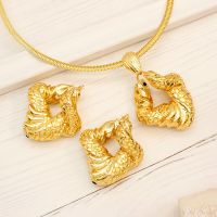 Clip Earrings And Pendant Sets For Women African Necklace Irregular Twisted Geometric Jewelry Set Bridal Wedding Jewellery