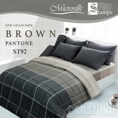 STAMPS ชุดผ้าปูที่นอน สีน้ำตาลแพนโทน Brown Pantone ST92 สีน้ำตาล #แสตมป์ส ชุดเครื่องนอน 5ฟุต 6ฟุต ผ้าปู ผ้าปูที่นอน ผ้าปูเตียง ผ้านวม กราฟฟิก