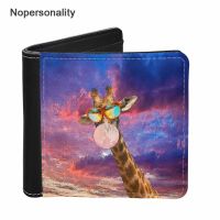 ZZOOI Nopersonality New Mens Short Wallet Cool Giraffe Print PU Money Bag Foldable Credit Card Holders DIY Banknotes Clutch Purse