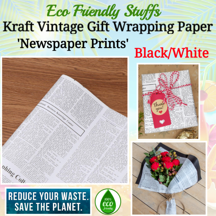Kraft Vintage Newspaper Wrapping Paper WHITE/BLACK Lazada PH
