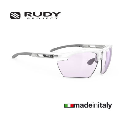 แว่นกันแดด Rudy Project Magnus White Gloss / ImpactX Photochromic 2 Laser Purple แว่นกีฬาติดคลิปสายตาได้ แว่นเซฟตี้ปรับแสงออโต้
