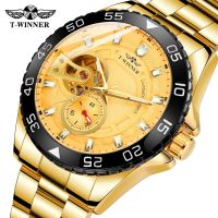 hot style T-WINNER winner watch mens round steel band automatic mechanical