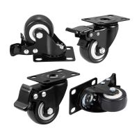 4 PCS 1.5 inch Heavy Duty Caster Wheels Polyurethane PU Rubber Swivel Casters Total 400lb Mute Non-Marking Locking Stem Casters Furniture Protectors R