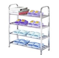 KA - 88  Hommy ชั้นวางรองเท้า สแตนเลส แข็งแรงทนทาน ที่วางรองเท้า ตู้รองเท้า 4ชั้น DIY Shoe Rack - สีเงิน  KA - 88