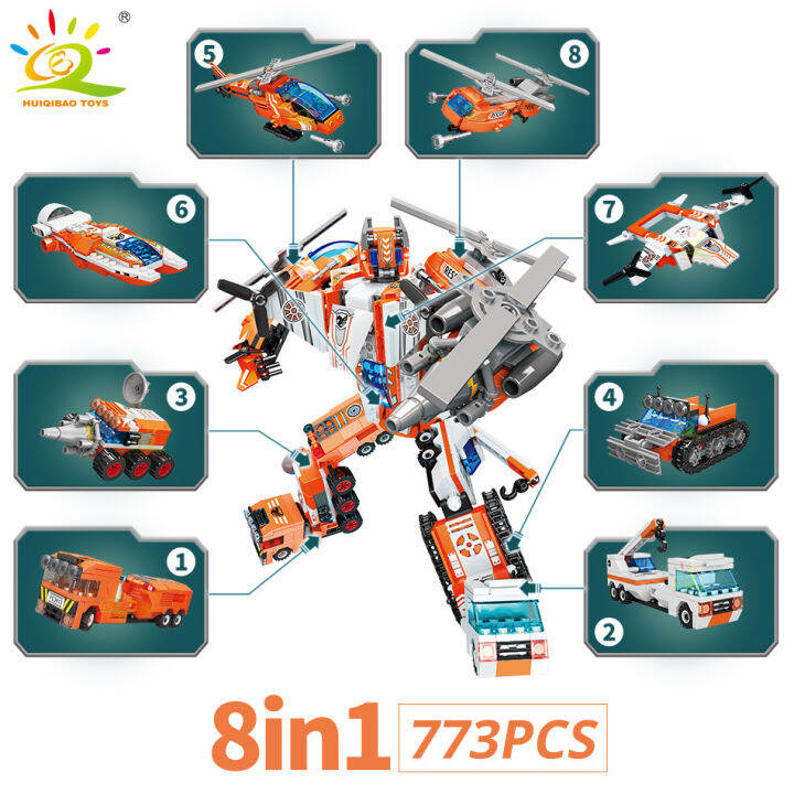 ใหม่-huiqibao-city-car-transformation-robot-man-building-blocks-เปลี่ยน-mecha-plane-เฮลิคอปเตอร์อิฐชุดเด็ก-di-y-stem-ของเล่น