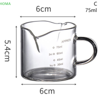 ?【Lowest price】HOMA ขนาด70/75มล.ถ้วยวัด borosilicate แก้วพร้อมพวยและปิดมือจับ