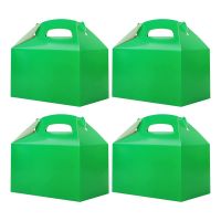 50 Pcs Candy Boxes Party Favors Snack Goodie Bags with Handle Paper Cookie Gift Bags Gable Boxes White